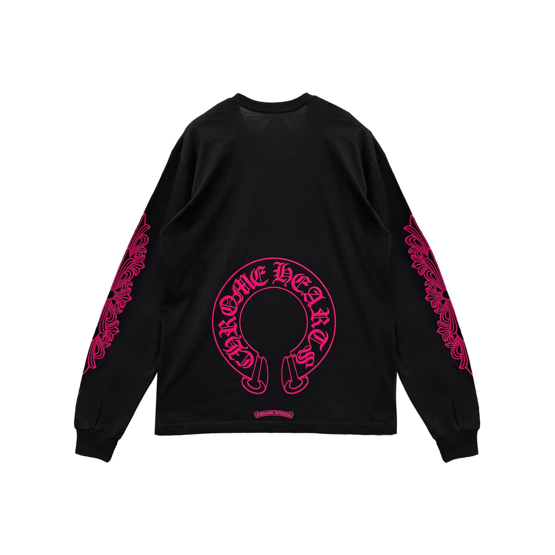 Chrome Hearts Classic Pink Horseshoe Logo Black Long Sleeve
