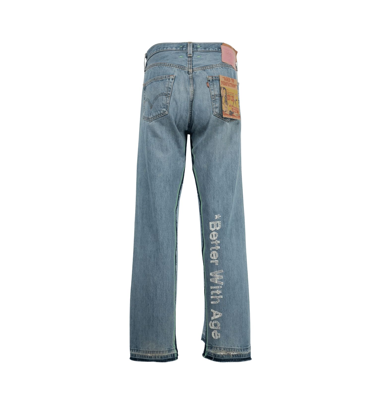 Better With Age Sham Hand-Beaded Double-Wide Denim Jeans