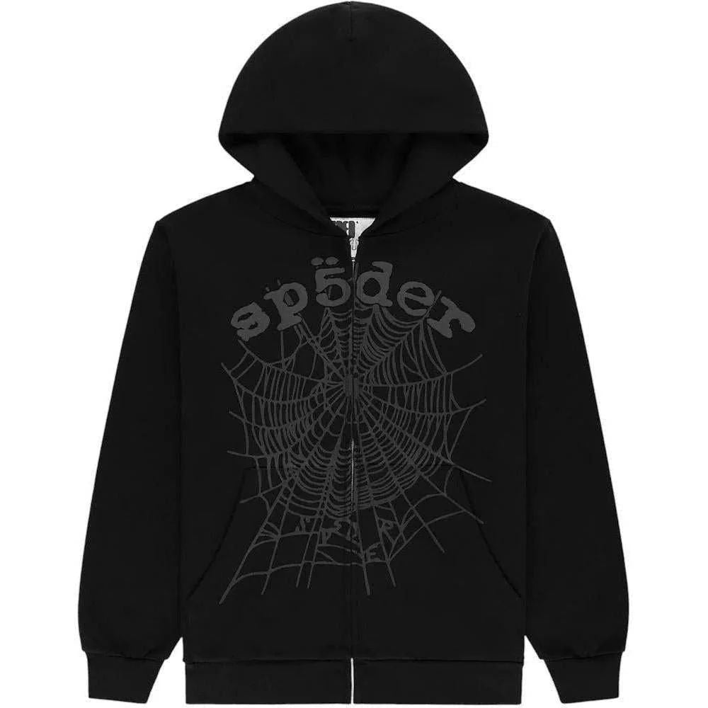 Sp5der OG Web V2 Phantom Zip Up Hoodie Black