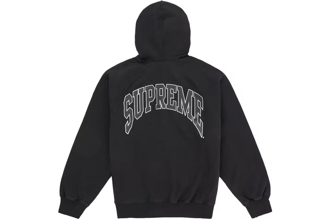 Supreme Cracked Raglan Zip Up Hooded Sweatshirt Woodland Black
