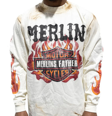 Merlin’s Father White Flaming Burn Long Sleeve Shirt