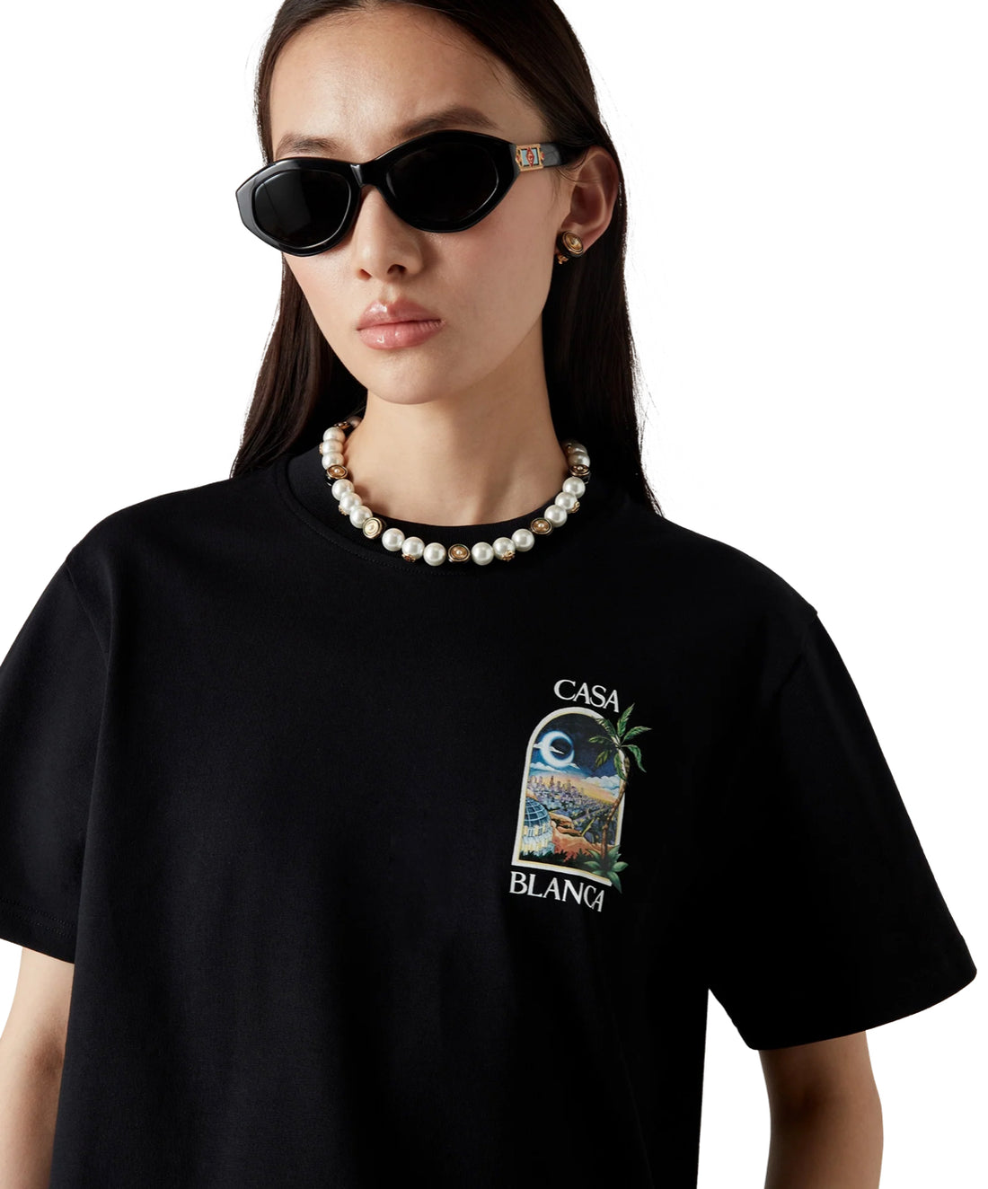 Casablanca LA Nights Print T-Shirt Black
