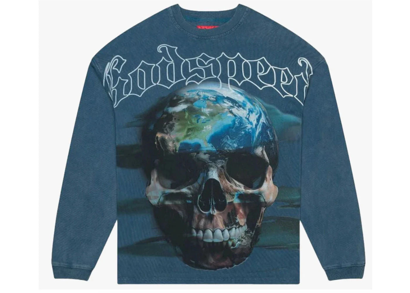Godspeed Skull Globe L/S Tee True Blue