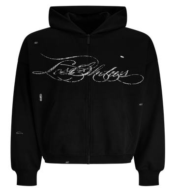 LostShdw Distressed Script Hoodie Black