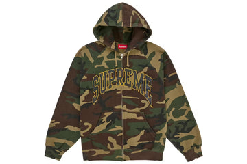 Supreme Cracked Raglan Zip Up Hooded Sweatshirt Woodland Camo