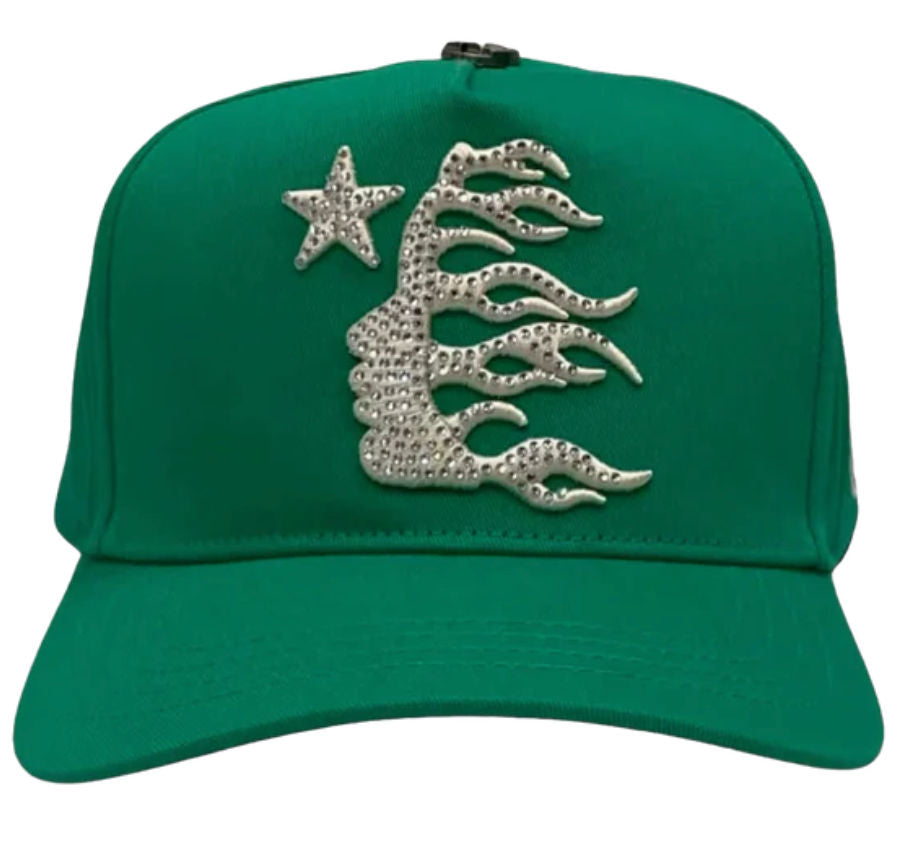 Hellstar Rhinestone Snapback Hat Green