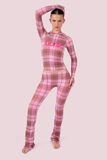 Body By Raven Pink Plaid Hoodie/Leggings Set