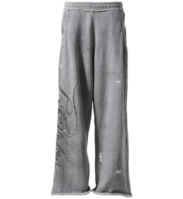 LostShdw Distressed Script Sweatpant Grey