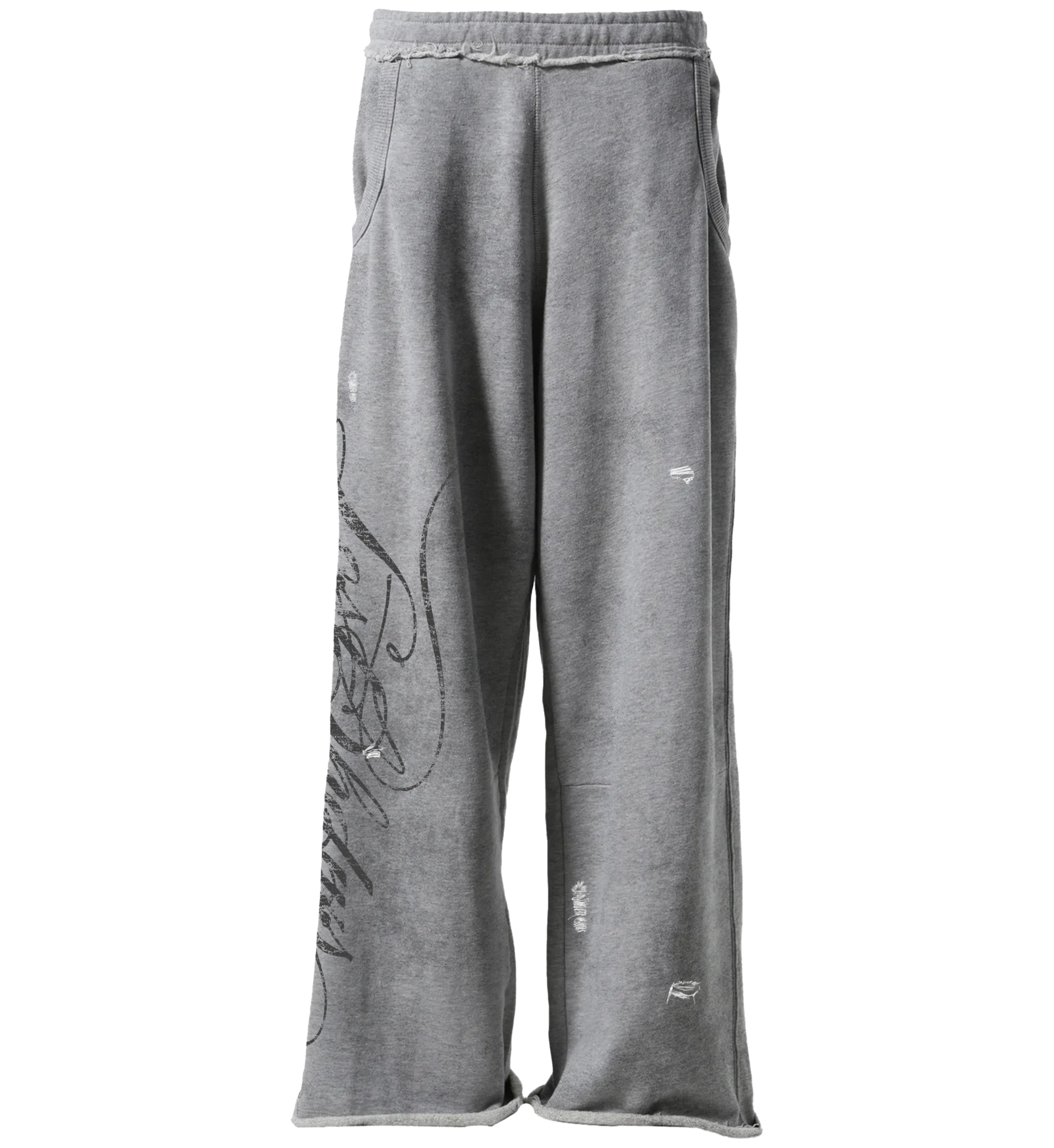 LostShdw Distressed Script Sweatpant Grey
