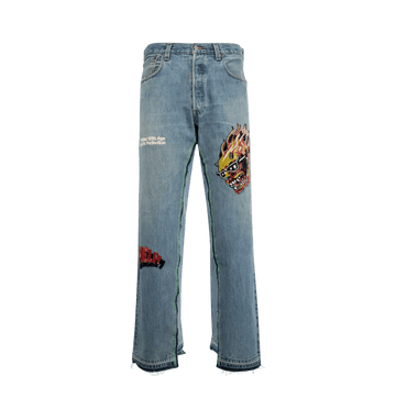 Better With Age Sham Hand-Beaded Double-Wide Denim Jeans