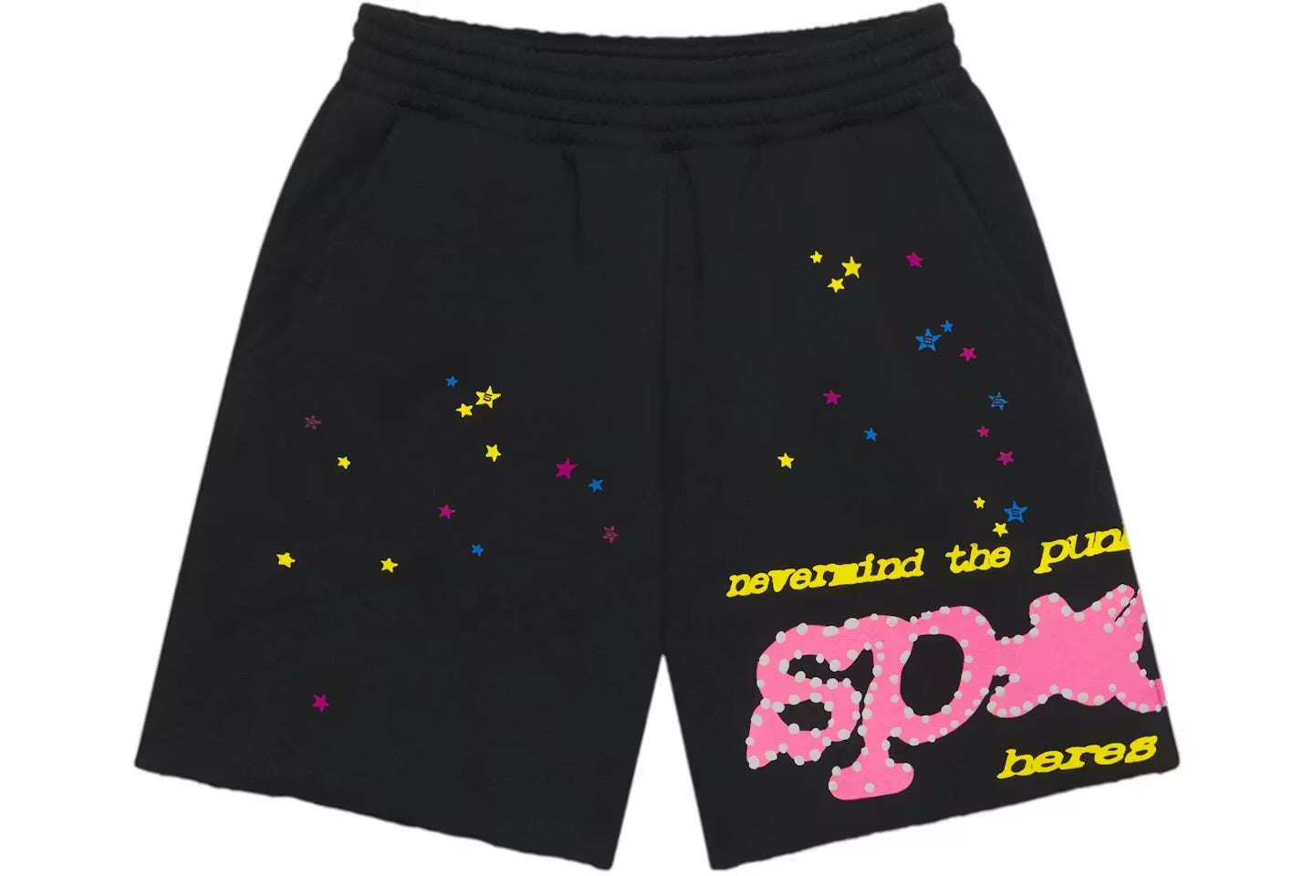 Sp5der Punk V2 Sweat Shorts Black & Pink