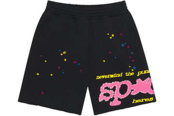 Sp5der Punk V2 Sweat Shorts Black & Pink