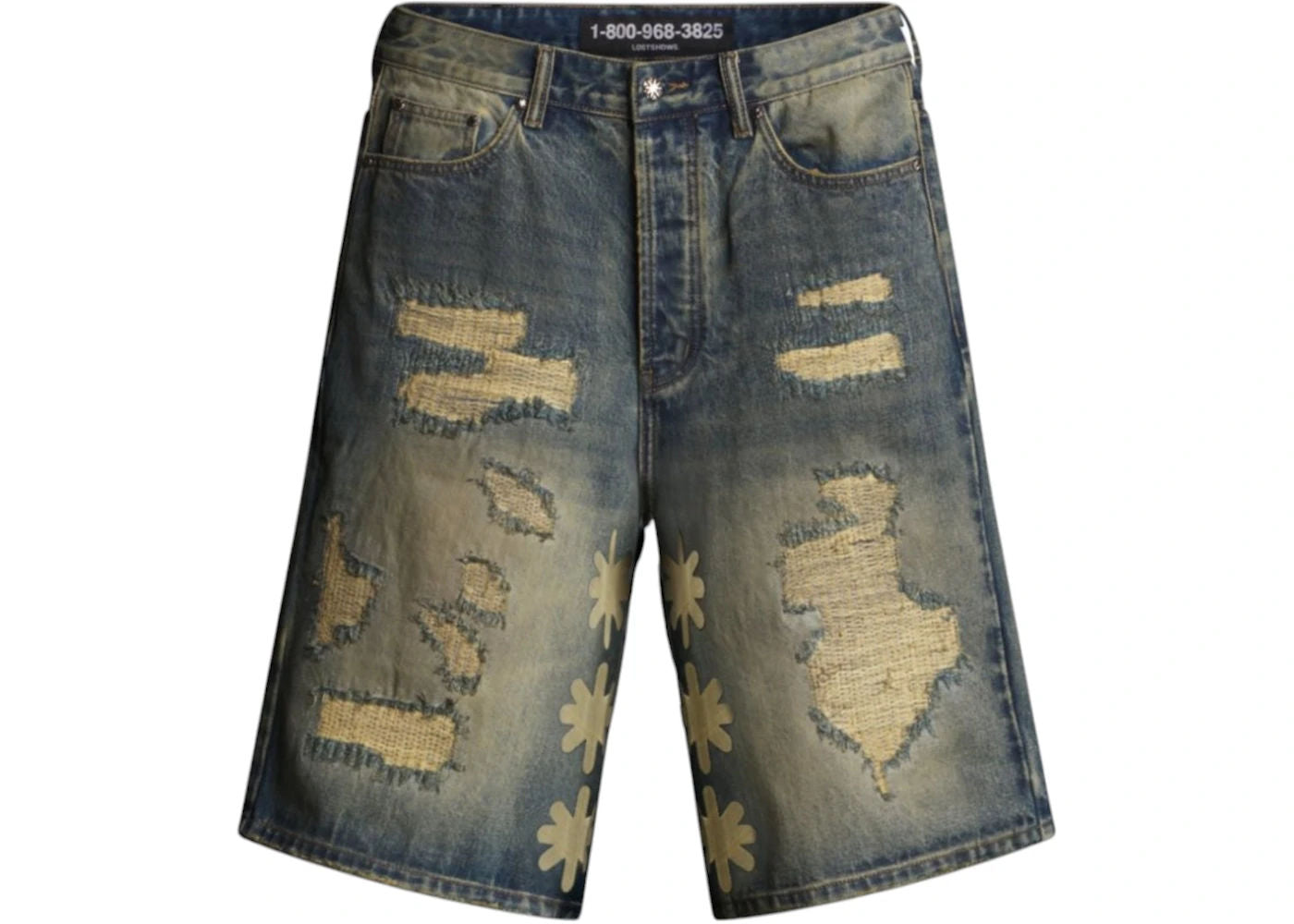 LostShdw Dstry Denim Shorts Blue Bone