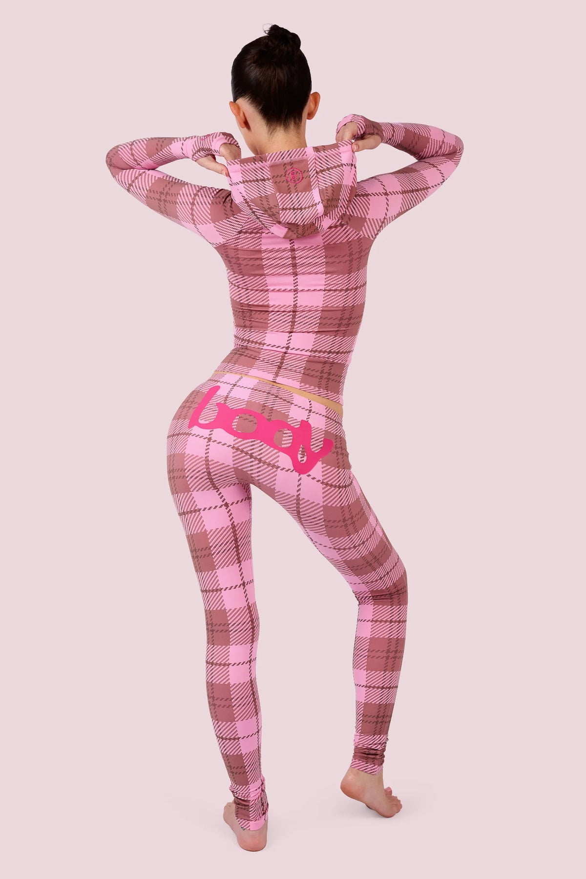 Body By Raven Pink Plaid Hoodie/Leggings Set