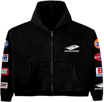 Bottega Desires 'Patches' Black Zip Up Hoodie