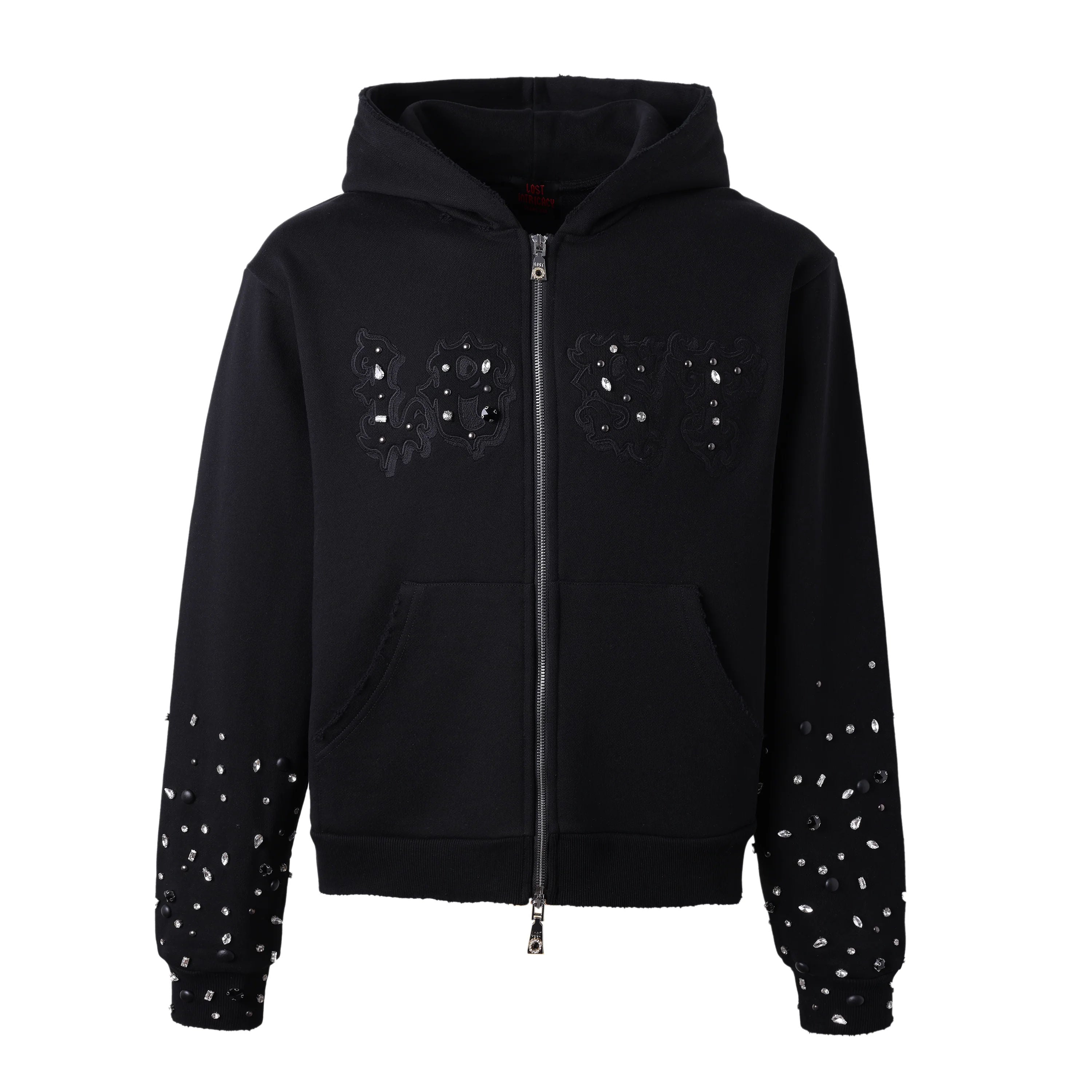 Lost Intricacy Black Patch Zip-Up Hoodie