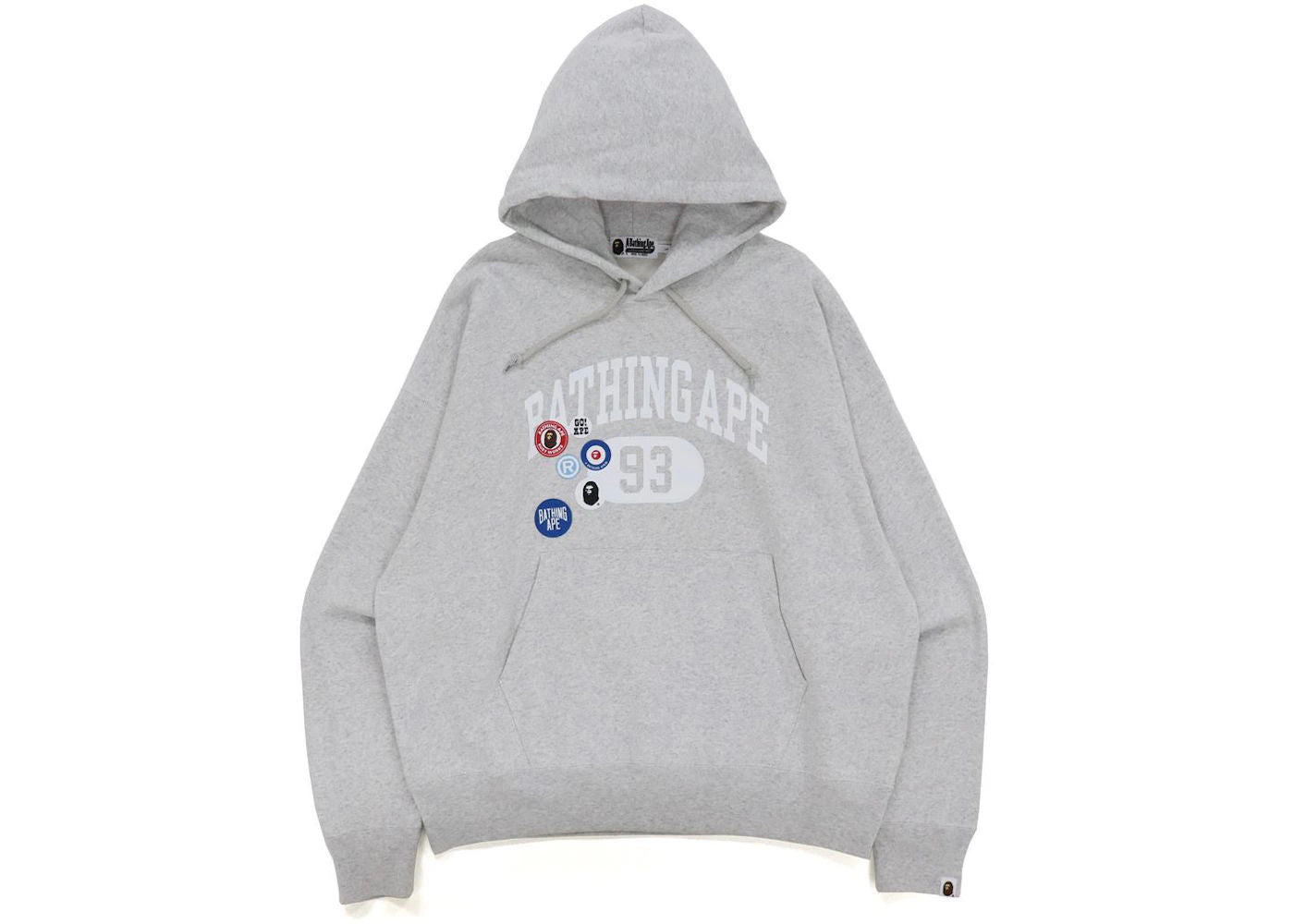 BAPE Badge Motif Loose Fit Pullover Hoodie Gray