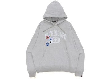 BAPE Badge Motif Loose Fit Pullover Hoodie Gray