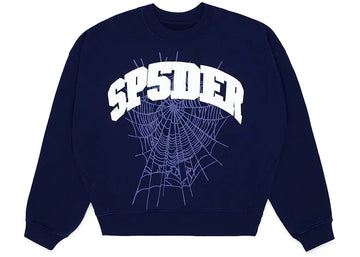 Sp5der Varsity Web Crewneck Navy