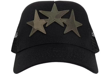 Amiri 3 Star Trucker Hat Black Camo