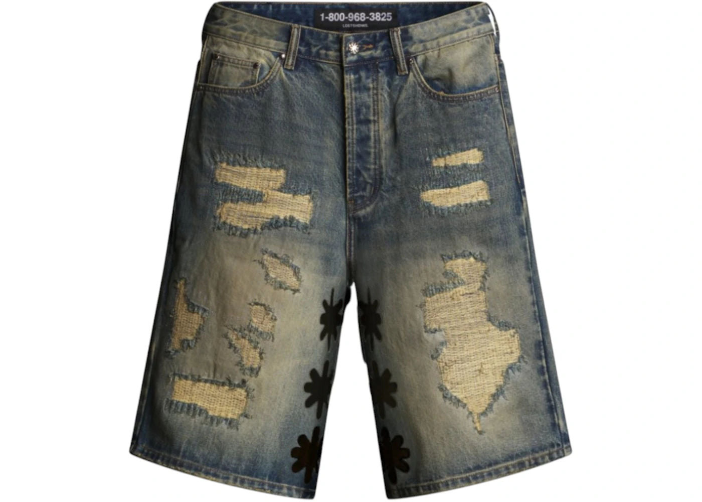 LostShdw Dstry Denim Shorts Blue Black