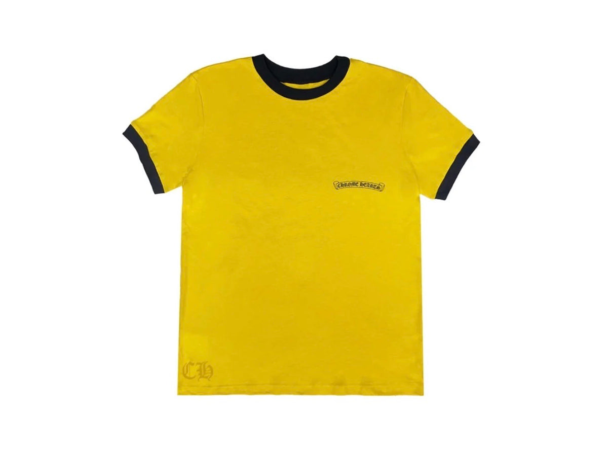 Chrome Hearts Roller Skates Women Horseshoe Ringer T-Shirt Yellow