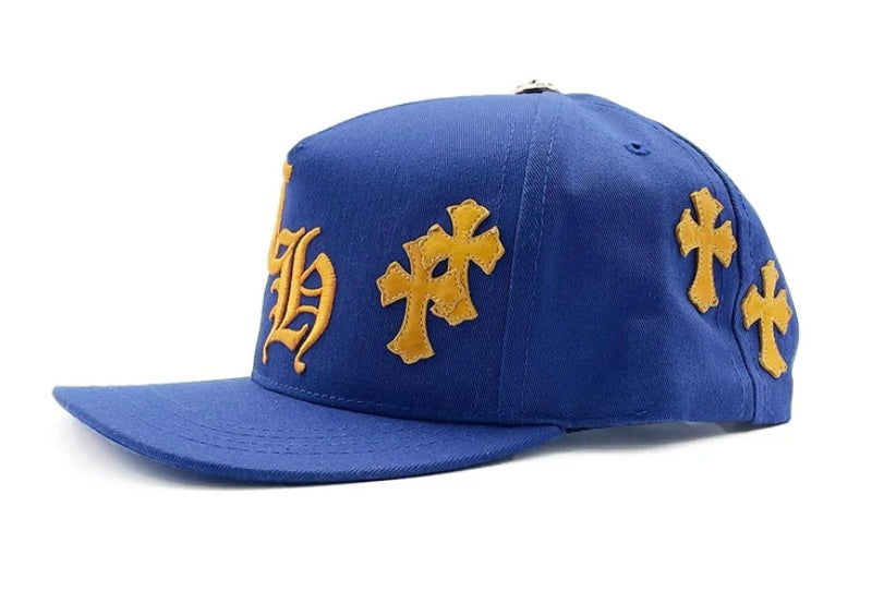 Chrome Hearts Cross Patch Baseball Hat Blue Yellow