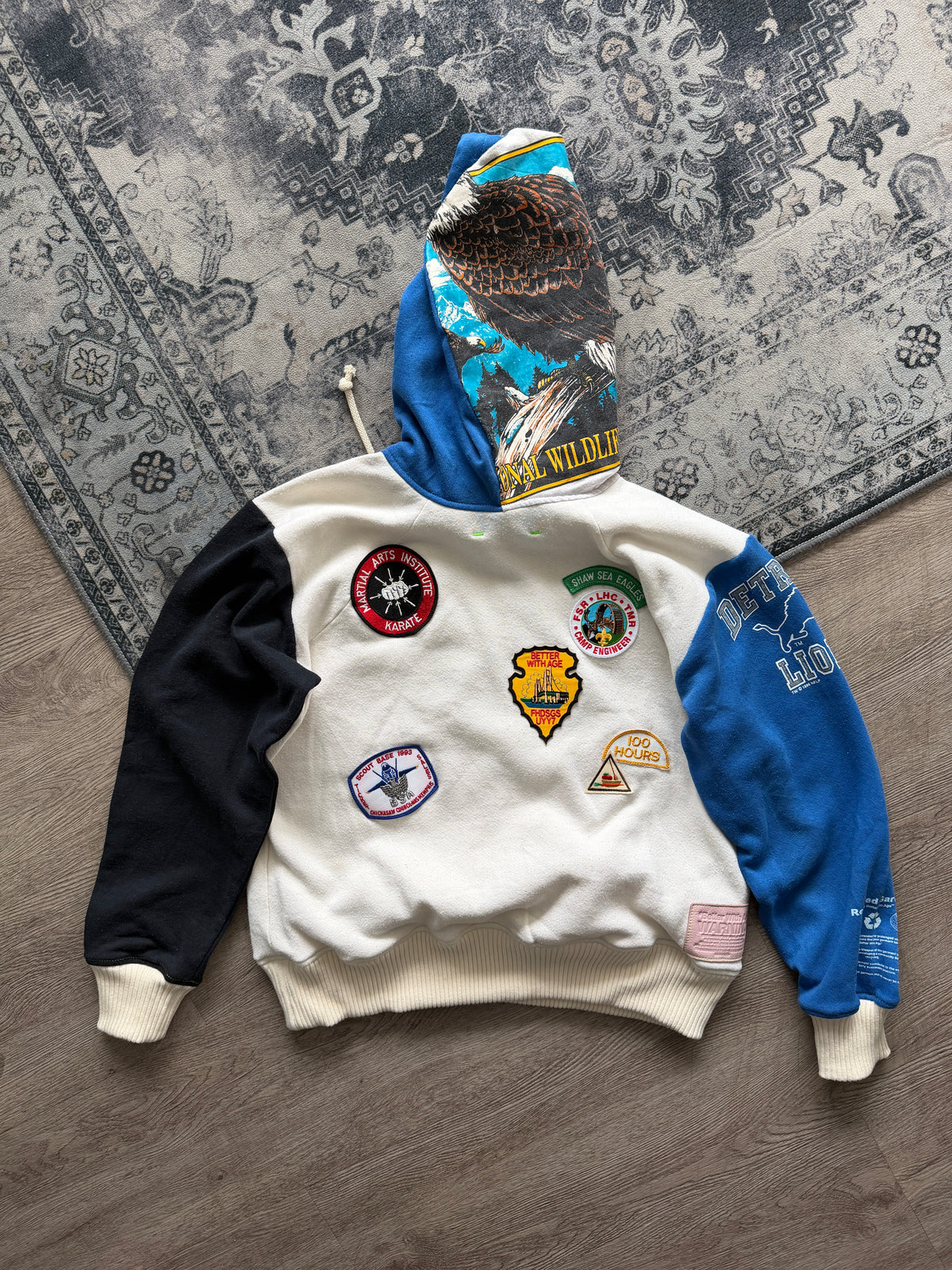 Better With Age Multicolor Teddy Bear Patch Hoodie