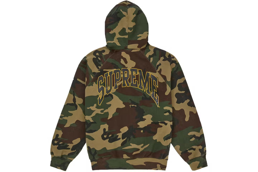 Supreme Cracked Raglan Zip Up Hooded Sweatshirt Woodland Camo