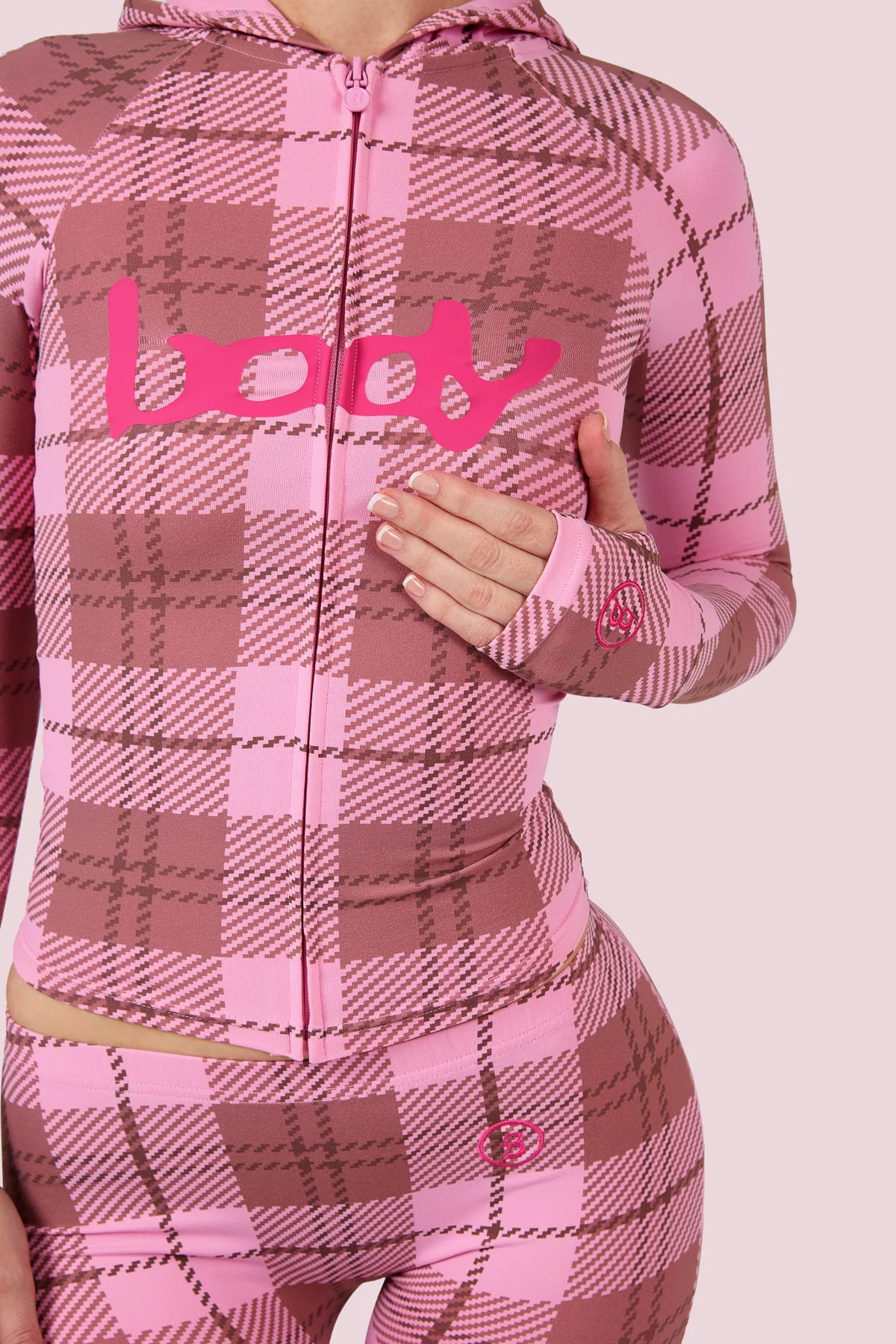 Body By Raven Pink Plaid Hoodie/Leggings Set