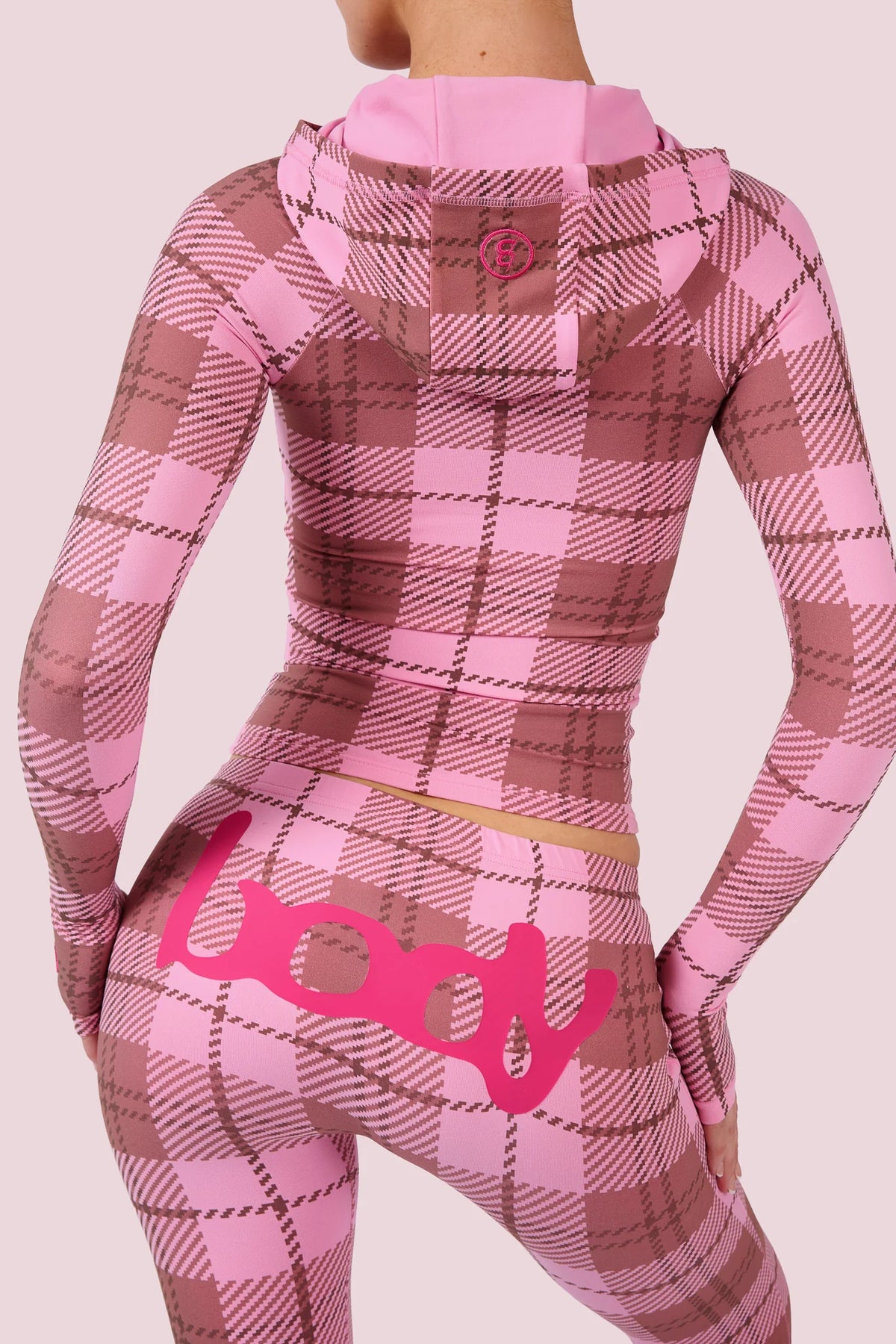 Body By Raven Pink Plaid Hoodie/Leggings Set