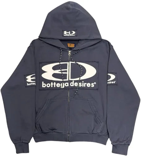 Bottega Desires Tech Zip Up Hoodie Blue