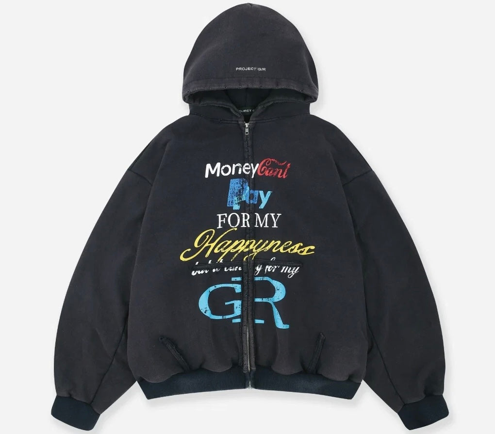 Project G/R Happiness Zip Hoodie Black