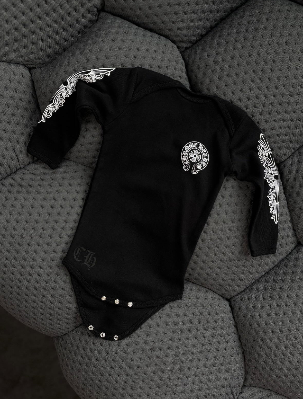 Baby Chrome Heart Onesie Black