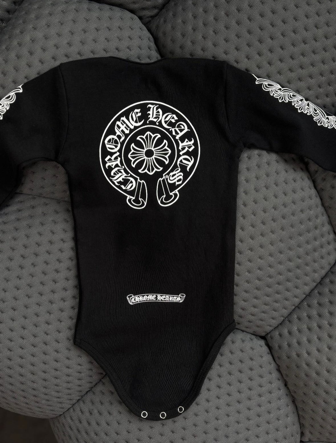 Baby Chrome Heart Onesie Black