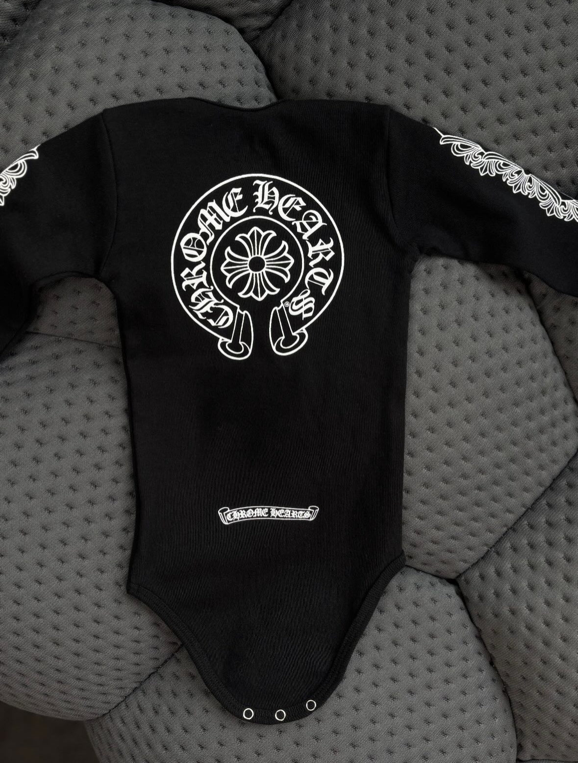 Baby Chrome Heart Onesie Black