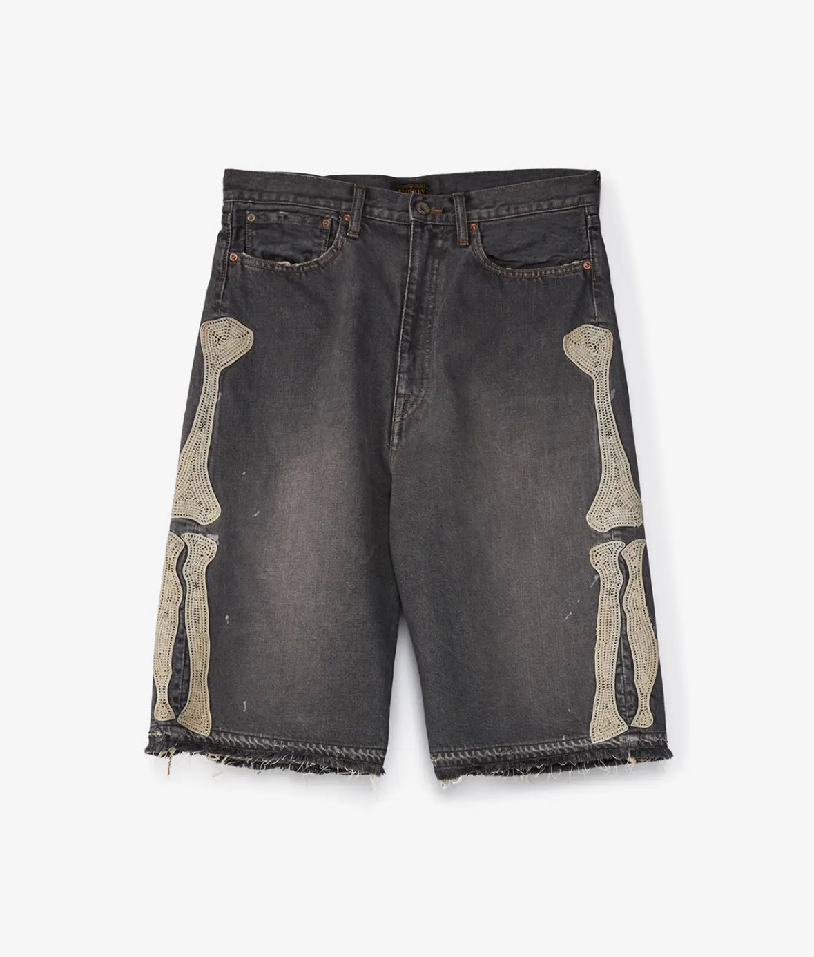 KAPITAL Bone Denim Shorts Grey