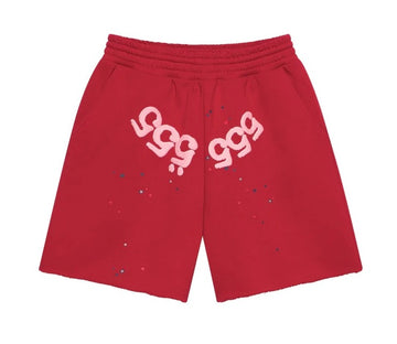 Sp5der Angel Number Sweat Shorts Red Pink