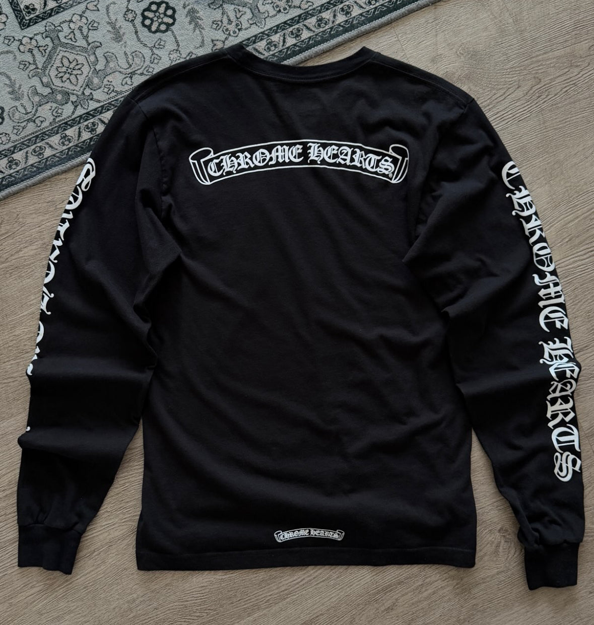 Chrome Hearts Scroll Logo Long Sleeve Black - Tried On