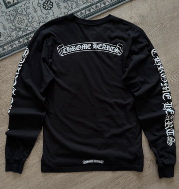 Chrome Hearts Scroll Logo Long Sleeve Black - Tried On
