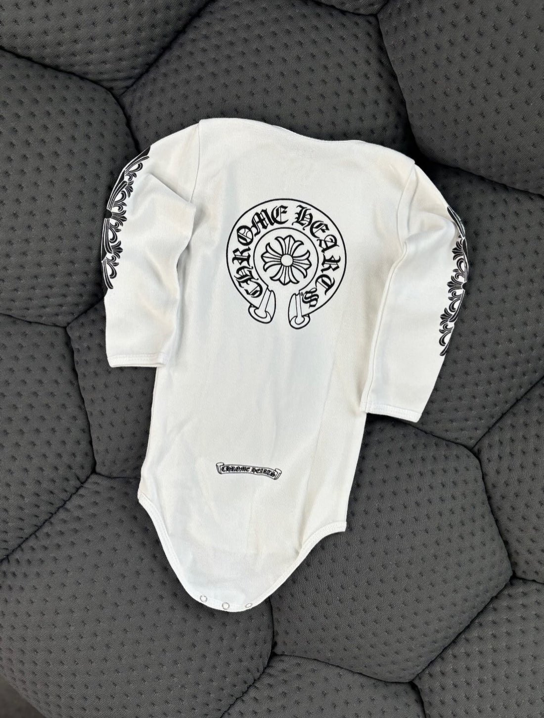 Baby Chrome Heart Onesie White