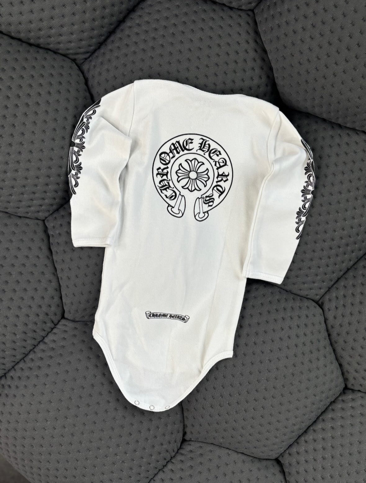 Baby Chrome Heart Onesie White