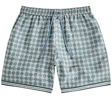 Amiri MA Quad Printed Silk Shorts Blue