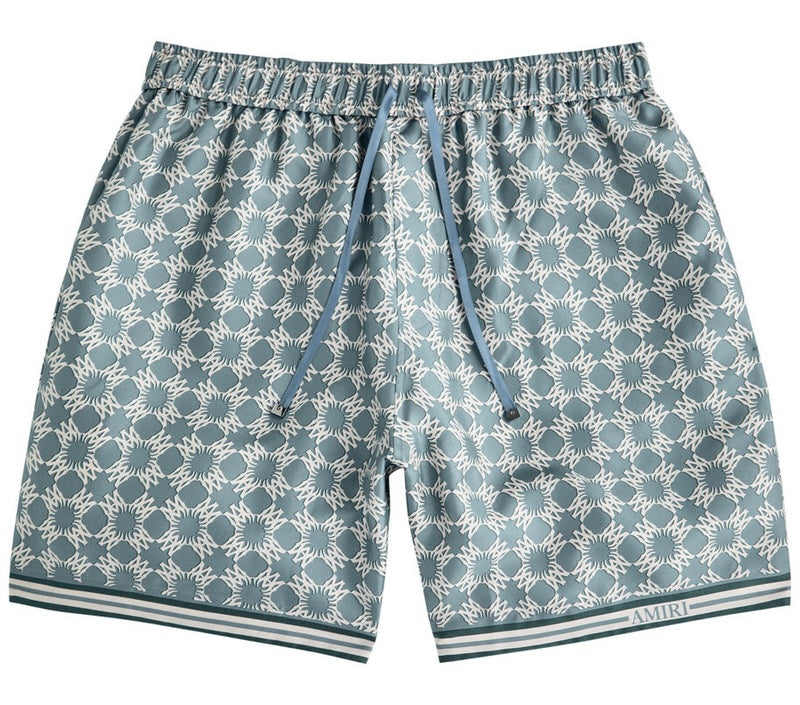 Amiri MA Quad Printed Silk Shorts Blue