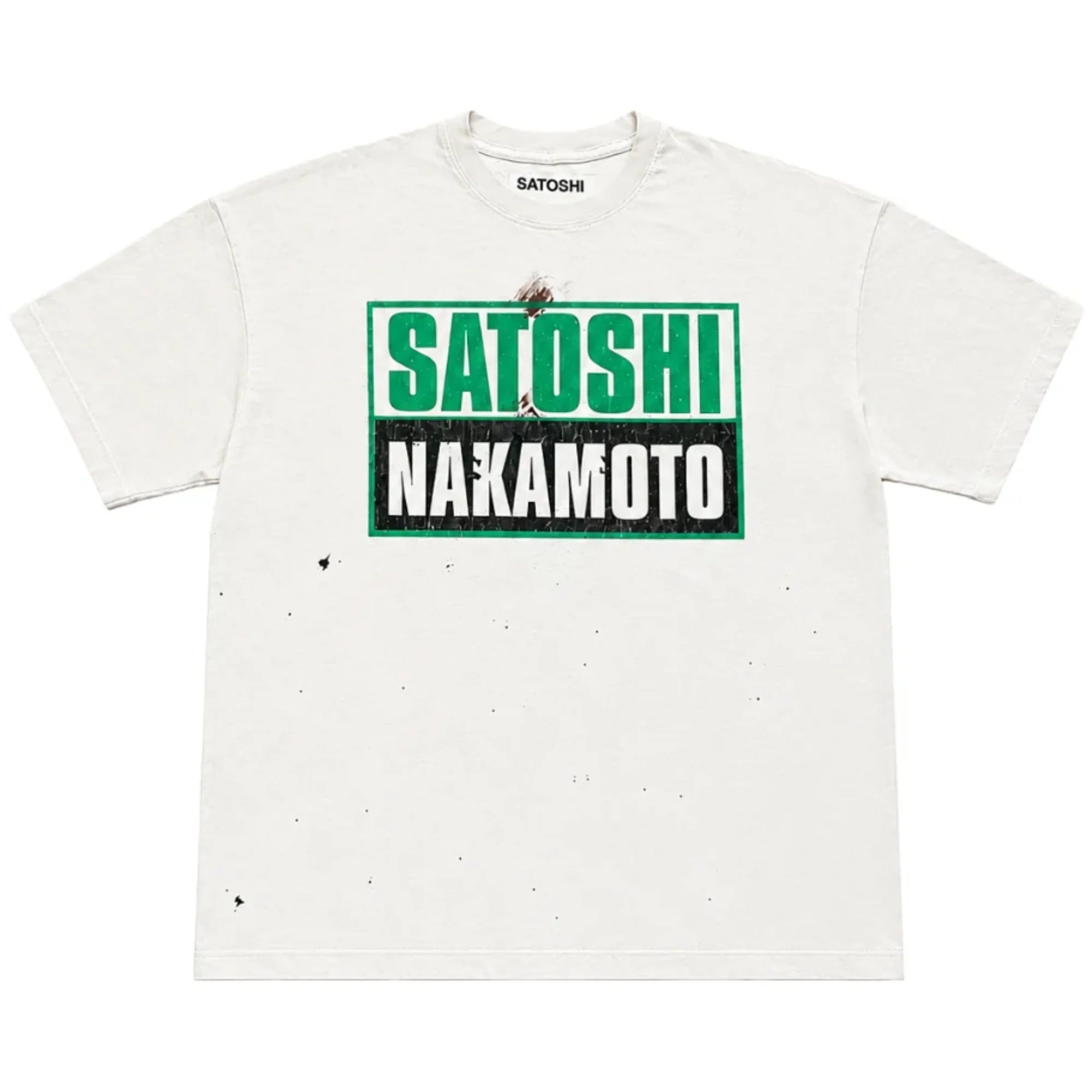 Satoshi Nakamoto Minute Man Press White Green T-Shirt