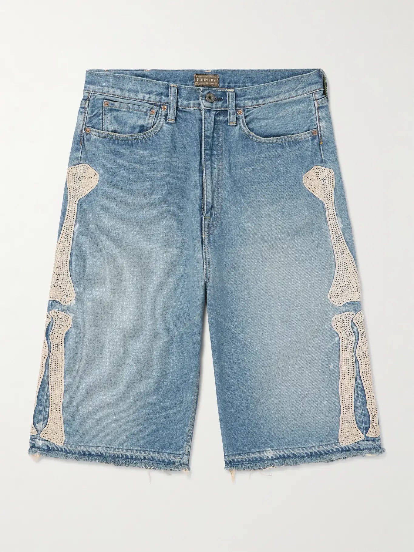 KAPITAL Blue Bone Denim Shorts