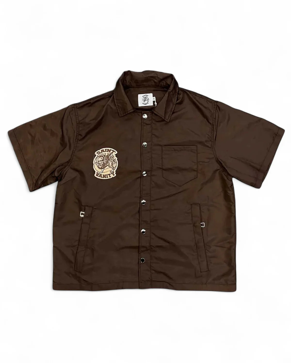 Saint Vanity Brown Nylon Button Up Shirt