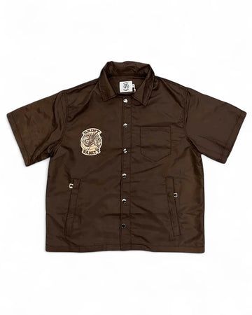 Saint Vanity Brown Nylon Button Up Shirt