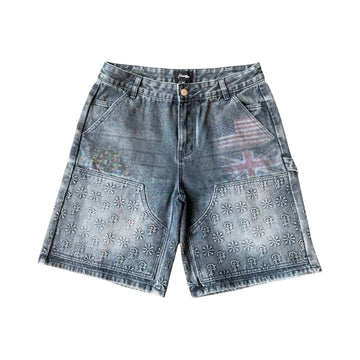 Prestige “Embossed” Denim Shorts Blue
