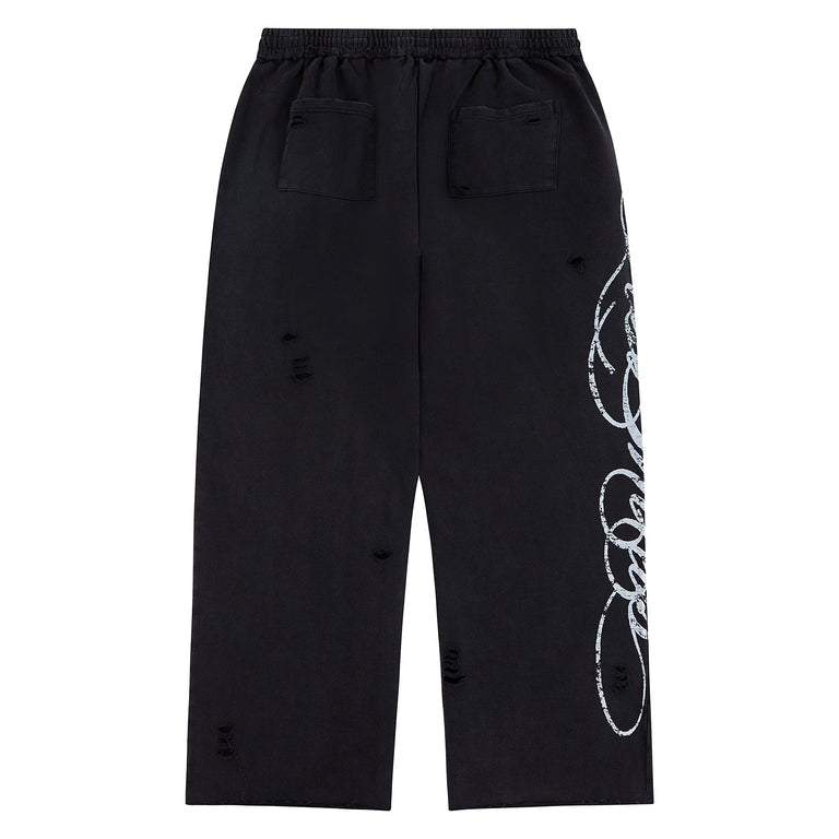 LostShdw Distressed Script Sweatpant Black